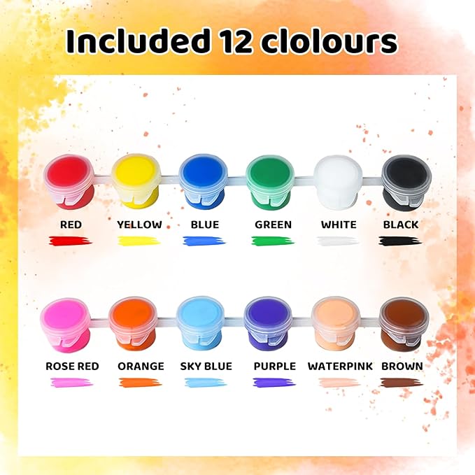 25 Pack Mini Acrylic Paint Set, 350 PCS Kids Paint Kit Container Strips Storage, 12 Colors Acrylic Paints Strips for Kids&Adults Craft Paint for Home Classroom Party Favors Paiting Gifts (350) (350)