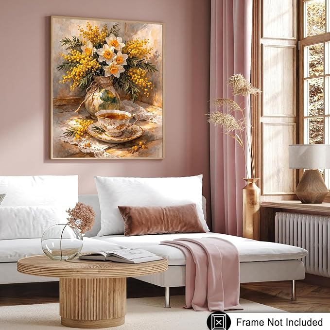AIBOERL Diamond Art Kits for Adults,Flowers Diamond Painting Wall Decor | Round Drill Vintage Flower Diamond Painting for Beginners DIY Rhinestone 5D Diamond dots(Gemstone Craft)Wall Art Gift 12x16IN