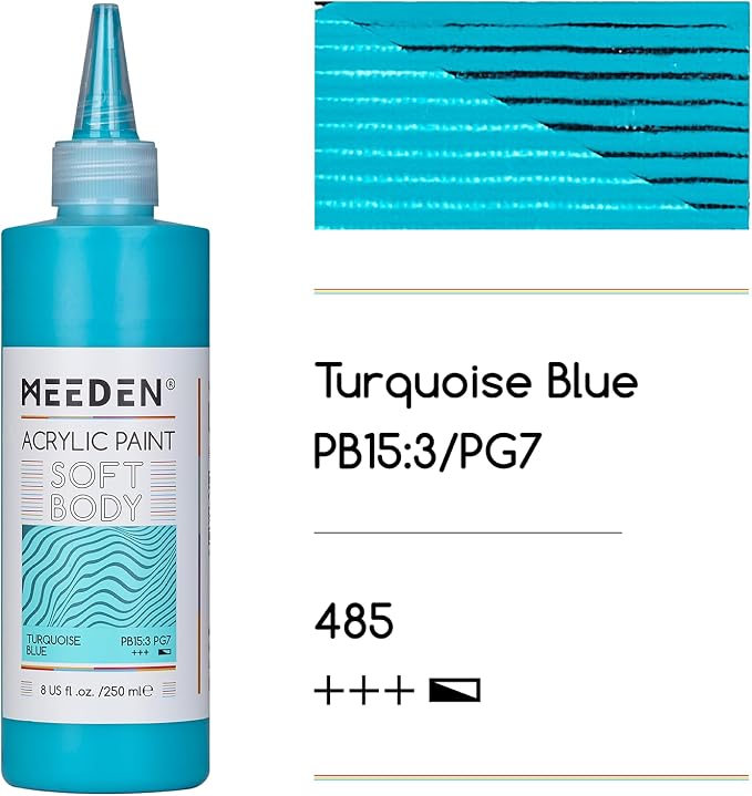 MEEDEN Turquoise Blue Acrylic Paint: Matte Finish 250ml/8.45oz Soft Body