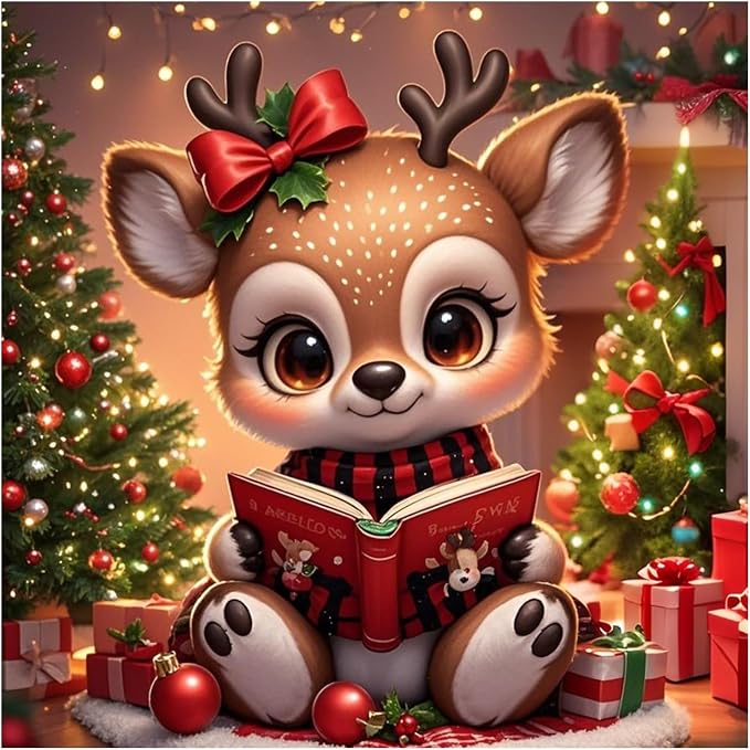 CRZMODE Christmas Paint by Numbers Kit for Adults, Deer Paint by Numbers for Adults, Acrylic Painting Crafts for Home Decor Gift (16x16inch)
