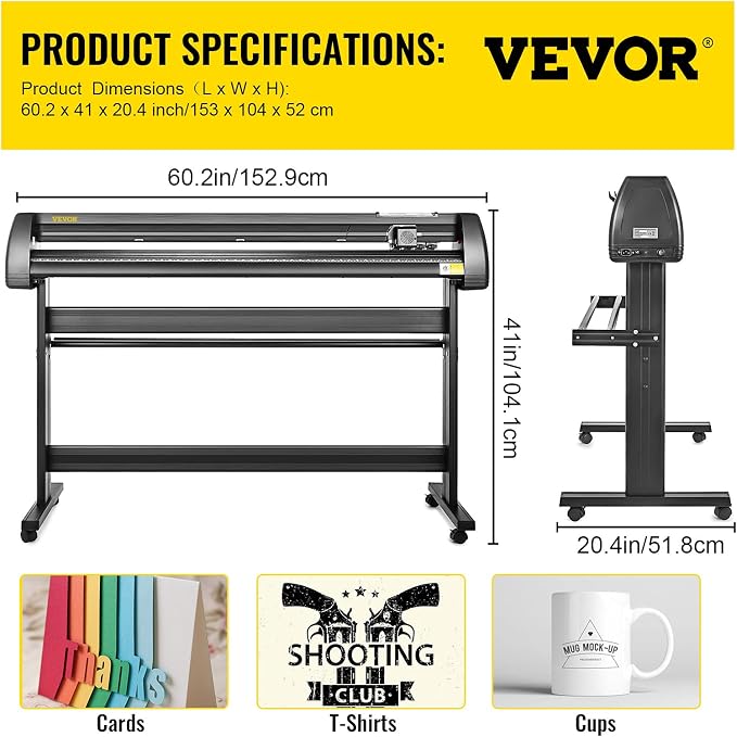 VEVOR Vinyl Cutter Plotter Machine, 53" Signmaster Software Sign Making Machine, 1350mm Paper Feed Vinyl Cutter Plotter with Stand (53" 1350mm)