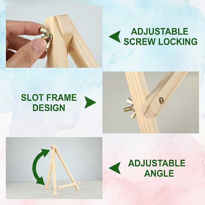 16 Pack Tabletop Wooden Easels, 11.8 in Adjustable Foldable Art Stand | Compact Folding Design, Adjustable Angle, For Kids, Students, Displays, Photos, Crafts And Small Canvas