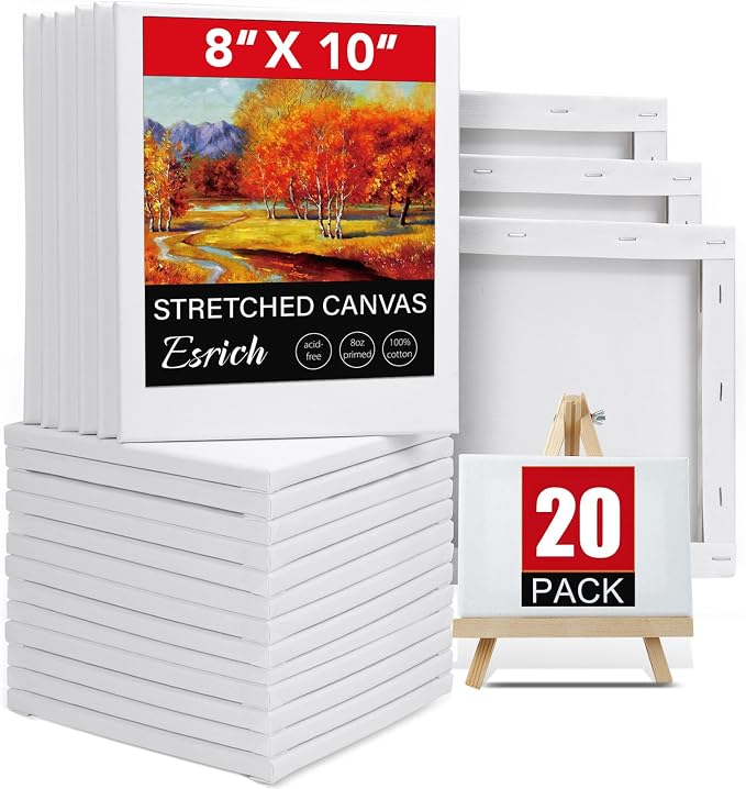 20 Pack Canvases for Painting with 8x10, Painting Canvas for Oil & Acrylic Paint.