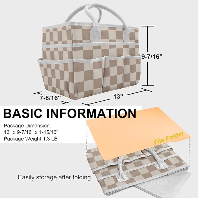Cupohus Art Organizer Craft Storage Tote Bag with Handles Checkered