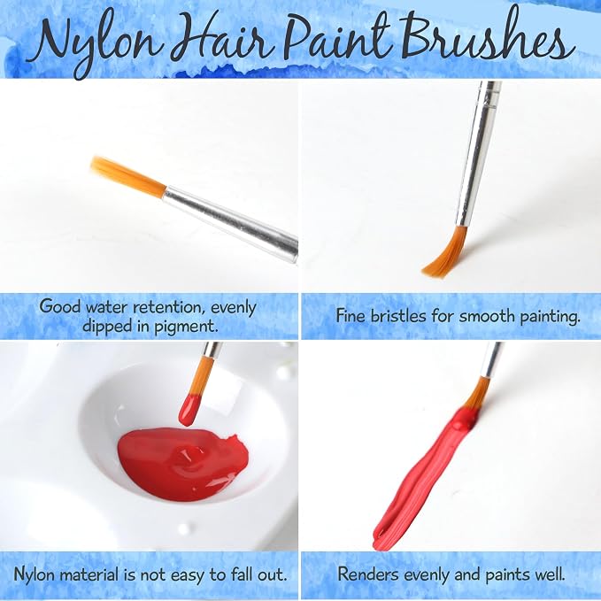 Halobios Paint Brushes Set for Acrylic Painting, 15 Pcs Flat and 15 Pcs Round Art Paint Brush Acrylic Painting Brush, Paint Brushes for Kids Adults Oil Watercolor Rock Painting Body Face Nail Art