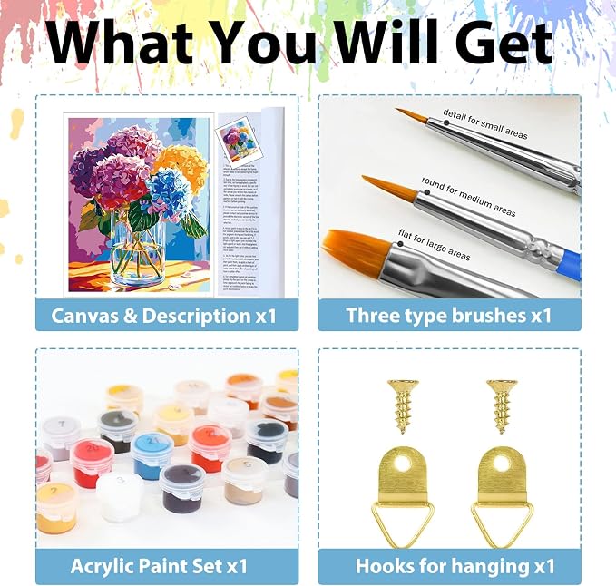 Paint by Numbers Kit for Adults, Adult Paint by Number Kits 16x20 Inch | Flowers Paint by Numbers Kit for Adults, Acrylic Painting by Numbers, DIY Arts and Crafts for Gifts or Home Decor