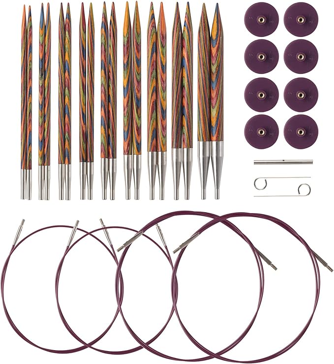 Knit Picks Rainbow Wood Interchangeable Knitting Needles Set - US 4-11