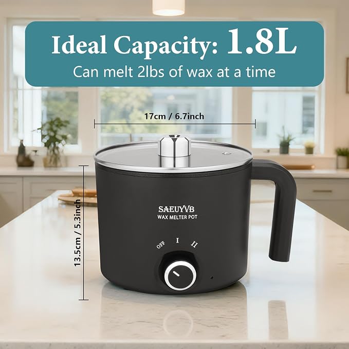 SAEUYVB Candle Making Kit with 1.8L Wax Melter Pot | Wax Melter for Candle Making with Thermometer,Spoon,Complete Candle Making Supplies for Adults Beginnner