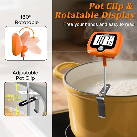 BOMATA Digital Candy Thermometer with Pot Clip, Deep Fry Oil Thermometer