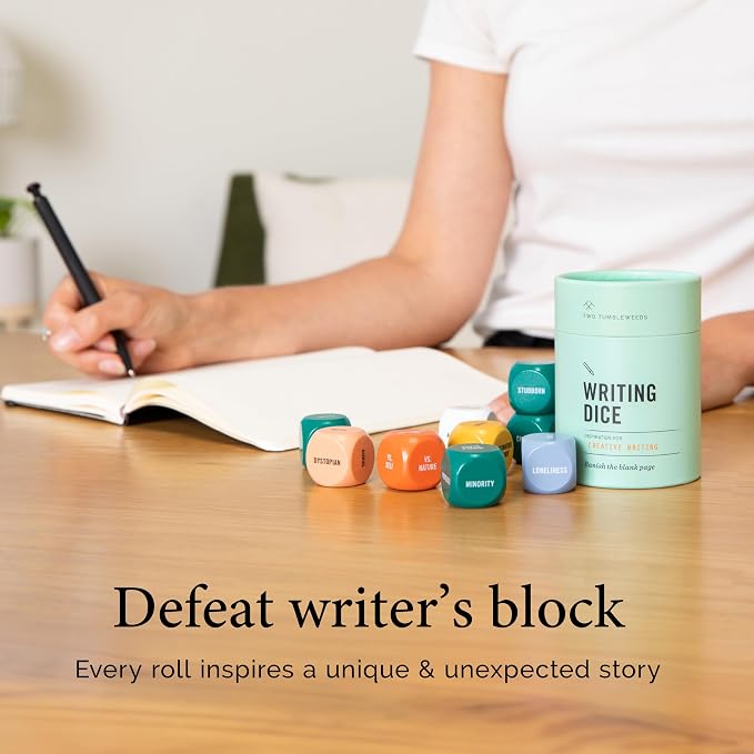 Two Tumbleweeds Writing Dice - Story Prompts to Beat Writer's Block | A highly giftable creative writing tool for Teens & Adults – Gift for Authors, Teachers & Storytellers – Set of 9 Dice