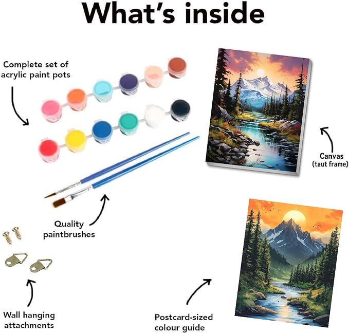 4 pack Mountain Paint by Numbers Kit for Adults Beginner With Framed,Countryside Easy Adult Paint by Number Kits on Canvas DIY Painting for Beginners Art by Numbers for Home Wall Decor 10x12 Inch