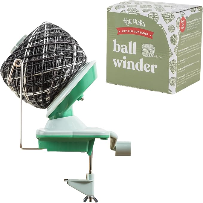 Knit Picks Yarn Ball Winder for Knitting and Crocheting (Green) | Manual ball winder that winds up to 100g or 3.5 ounces of yarn into a cake