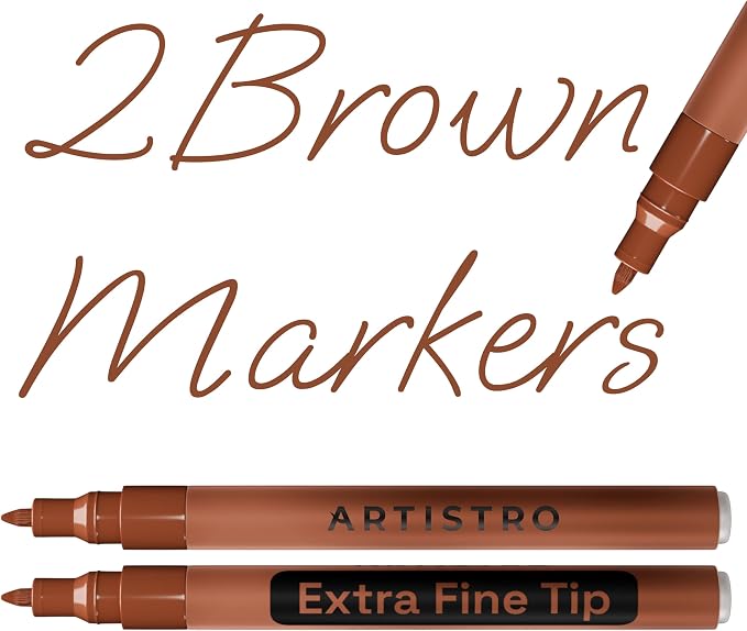 ARTISTRO Brown Acrylic Paint Markers - 0.7mm Extra Fine-Tip - Set of 2