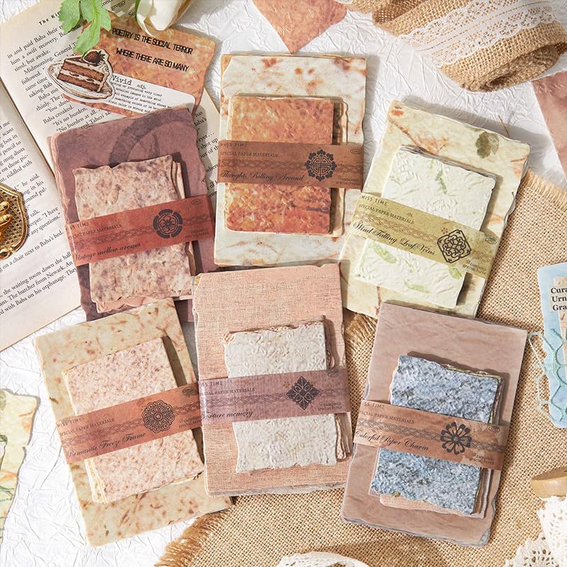 192 Pcs Textured Scrapbook Paper Kit, Embossed Rice Decoupage Paper