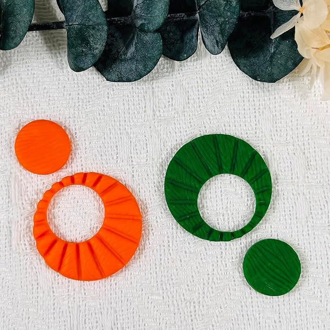 Xaekicr Sunburst Ring Polymer Clay Cutters – Textured Circle Clay Cutters and Tools for Polymer Clay Jewelry Making and DIY Earrings