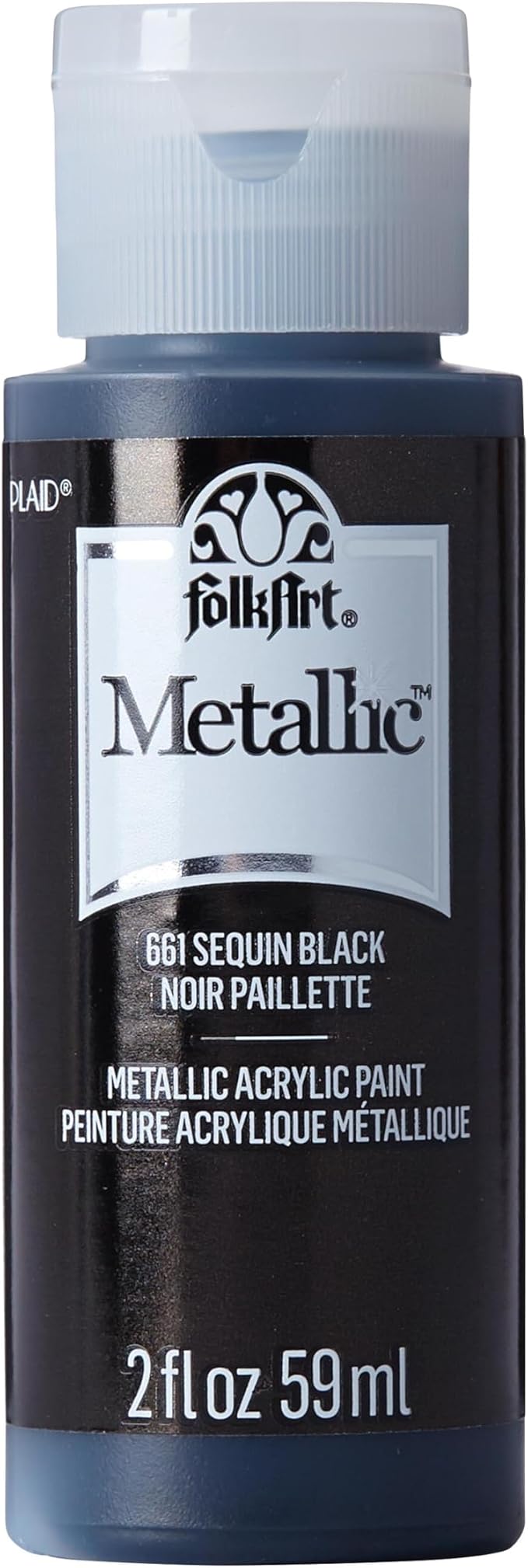 FolkArt Acrylic Metallic Paint, 2 Fl Oz (Pack of 1), Sequin Black