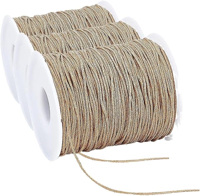 PH PandaHall 100 Yards 1mm Waxed Cotton Cord Thread Beading String Waxed Craft String Bracelet Strings for Bracelet Necklace Making Crafting Beading Macrame Vase Decor, Burlywood (Pack of 3)