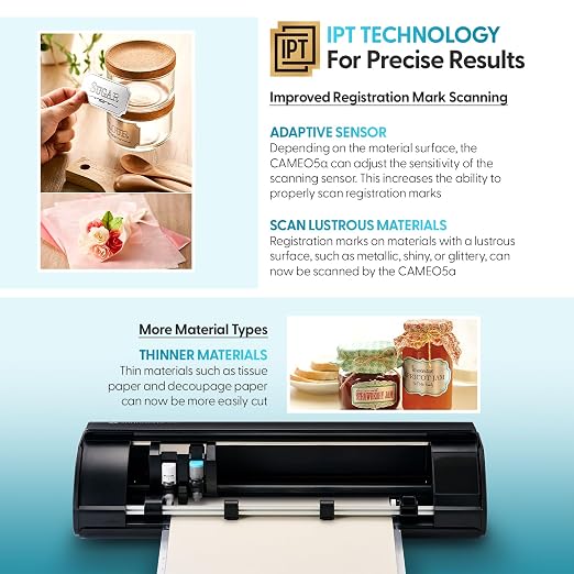 Silhouette America Cameo 5 Alpha (α) - Smart Cutting Machine for Print & Cut - Quiet Operation with AutoBlade, Studio Software, Cutting Mat- Matte Black (Starter Bundle)
