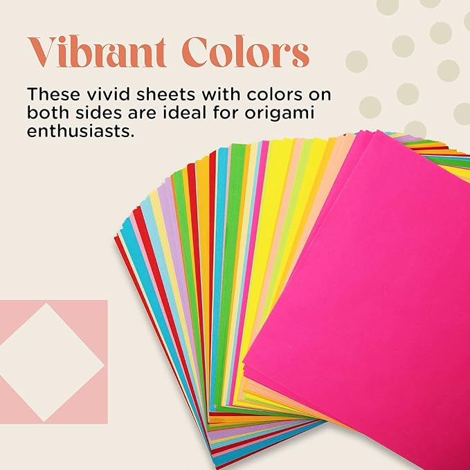 Home Pro Shop Origami Paper - 1100 Sheets | Double Sided 6x6 inches Origami Squares for Kids, 15 Vibrant Colors, Easy Fold Paper for Arts & Crafts