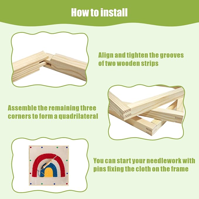 8 Sets Stretcher Bars for Needlework with 100 Pins, 4 Sizes 16PCS