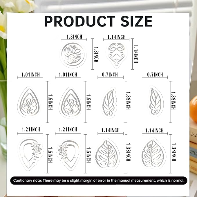 10Pcs Tropical Leaf Polymer Clay Cutters Set