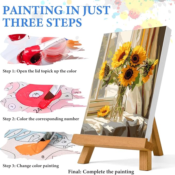 PRASIO Paint by Numbers Kit for Adults Flowers Sunflower Easy Adult Paint by Number Kits DIY Acrylic Watercolor Oil Paint by Number for Adults Beginner for Home Decor Gift 16x20 Inch