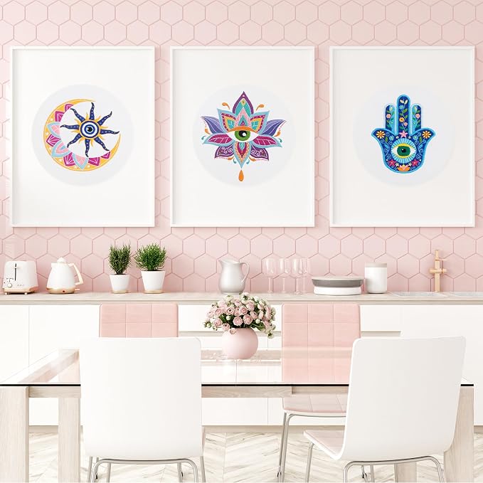 Louise Maelys 3 Pack Tarot Evil Eye Embroidery Kit for Beginners DIY Craft | Cross Stitch Kits Include Pre-Printed Fabric, Embroidery Hoop, Threads, Needles and Guide. Needlepoint Kit for Beginners