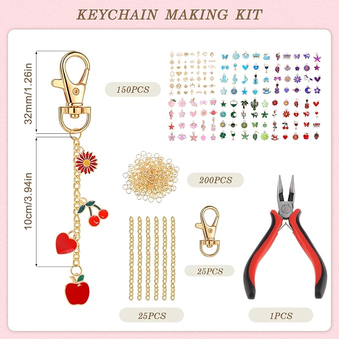 Pengxiaomei 401 Pcs Charms Jewelry Keychain Making Kits for Women