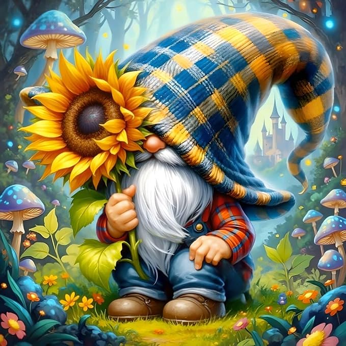 Diamond Art Kits for Adults, Flower Gnome Diamond Painting 12 x 12 Inch