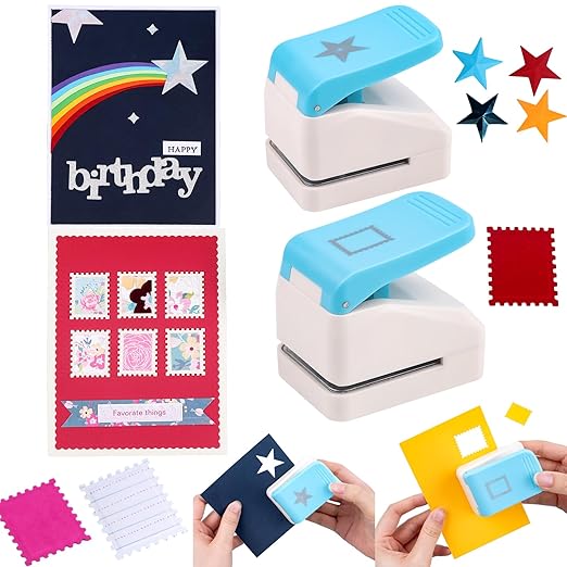 2Pcs/Set 3D Postage Stamp and Star Embossing Punch; Punches Score Tools for Scrapbooking Journaling Paper Craft DIY Card Making Paper Crafting Scrapbooking DIY Card Making Arts Crafts Supplies