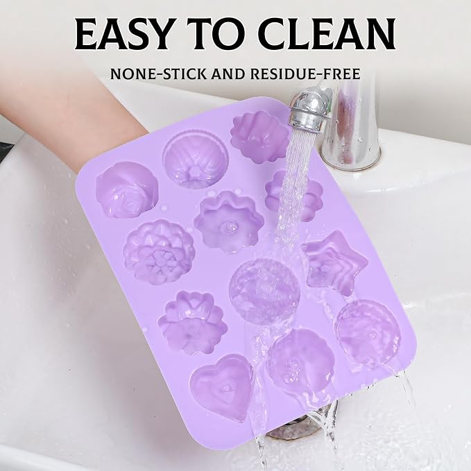 SJ Flower Silicone Mold Set, 3-Pack 12-Cavity Soap & Craft Molds | For Crafts, Plaster, Soap, Wax Melts & Bath Bombs, Food Grade Silicone, Easy Release, Reusable