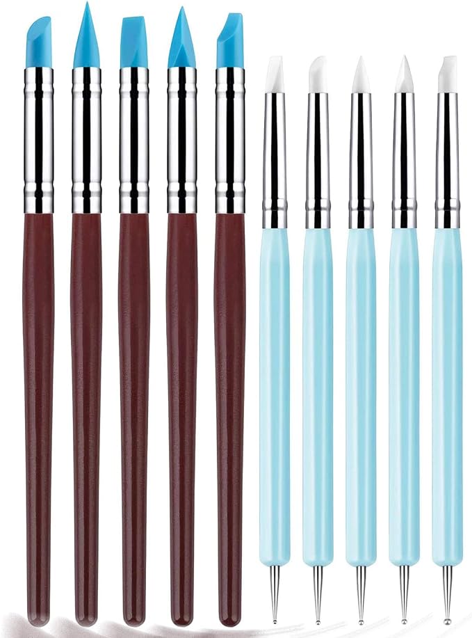 Silicone Clay Sculpting Tool - 10Pcs Modeling Dotting Tool for Pottery Craft, Rock, Nail, Blending, Drawing