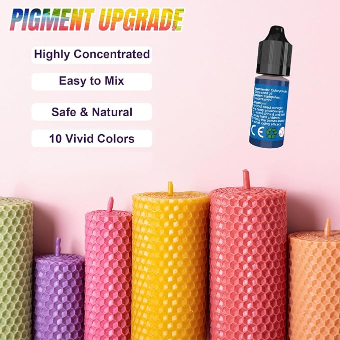 FansArriche Candle Dye - 10 Colors Liquid Oil-Based Dye for Candle Wax | Highly Concentrated, Natural Candle Color for DIY Candle Making