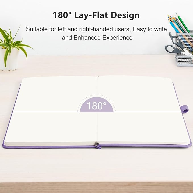 RETTACY Blank Journal Notebook, 192 Pages, A5 Medium Size (5.7'' x 8.3'') | Leather Hardcover, 100 GSM Thick Paper, for Sketching, Drawing, Painting (Purple)