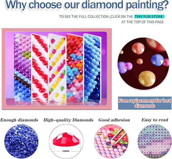TINY FUN 12 Pack Diamond Painting Kits for Adults 5D Diamond Art Kit Paint by Number for Beginners, DIY Paint with Round Full Drill Diamonds Paintings Gem Art for Home Wall Decor Gift (12X16 Inch