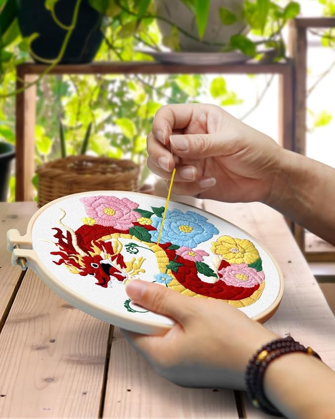 TINDTOP Embroidery Kit for Beginners Adult, Elephant Embroidery Kit for Beginners Include Embroidery Cloth Hoops Threads for Craft Lover Hand Stitch with Embroidery Skill Techniques | Include Embroidery Cloth Hoops Threads for Craft Lover Hand Stitch w...