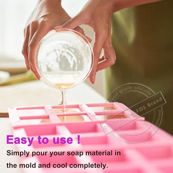Walfos Soap Molds Set of 2, Food Grade Silicone Soap Mold with Polished Surface, Easy to Strippe, Perfect for Soap Making Supplies, Homemade Craft Soap Mold, Cake & Chocolate Mold (Purple ＆ Pink)
