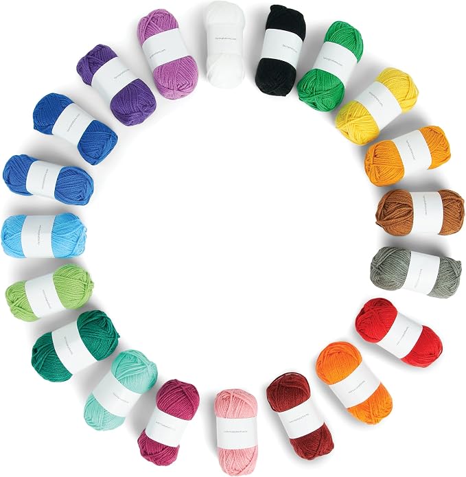 Caron® Little Crafties™ 20 Assorted Acrylic Yarn Skeins 63yd Each for Knitting and Crochet Projects , Multipack Starter Kit