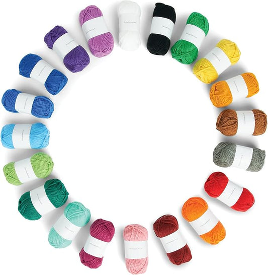Caron® Little Crafties™ 20 Assorted Acrylic Yarn Skeins 63yd Each for Knitting and Crochet Projects , Multipack Starter Kit