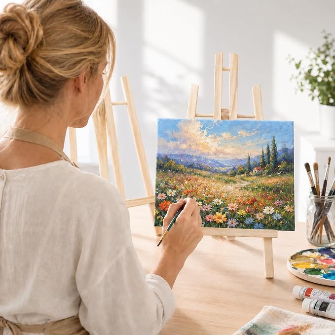 Conda 2 Pack 17 Inch Wooden Tabletop Easel Stand, A-Frame Art Painting Easel for Painting, Display & Art Creation, Canvas Holder for Artists, Students & Hobbyists