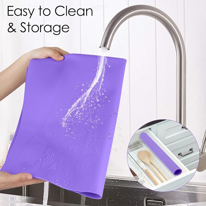Extra Large Silicone Mats for Kitchen Counter, 27.6'' x 15.7'' Nonskid Silicone Placemats for Kids, Nonstick Purple Silicone Mat for Baking Crafts, Silicone Dab Mat Heat Resistant, 1Pack