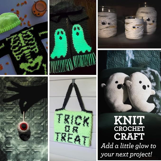 Lion Brand Yarn, DIY Glow, Glow in the Dark Yarn, Natural Off White, 3 Pack
