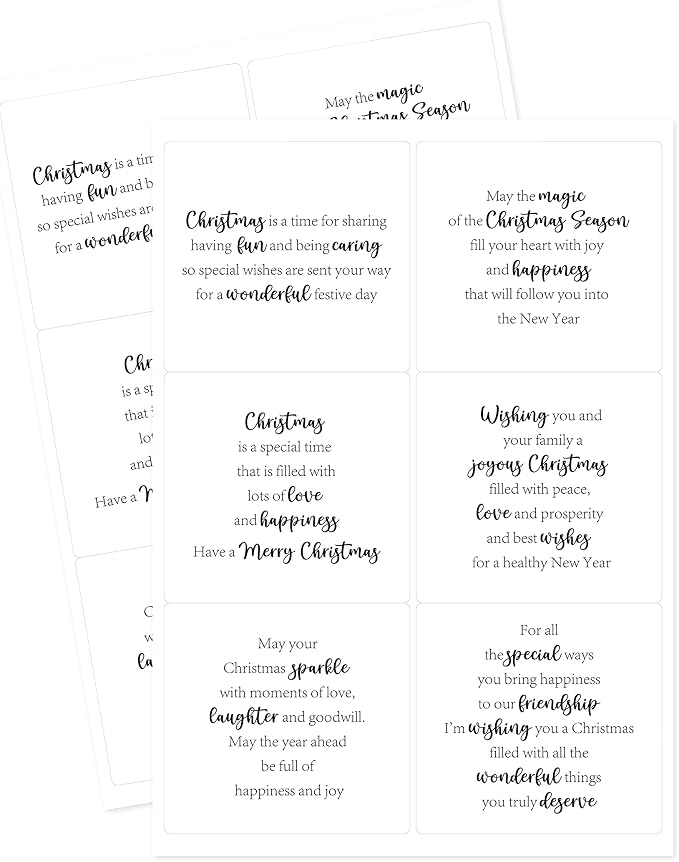 Katy Sue Christmas Verses Peelables Stickers for Christmas Card Making. 48 Peelable Verses & Sentiments/Peel Offs from Katy Sue Designs Card Making Supplies. Each Peel-Off Sticker is 4 x 3.5 inch