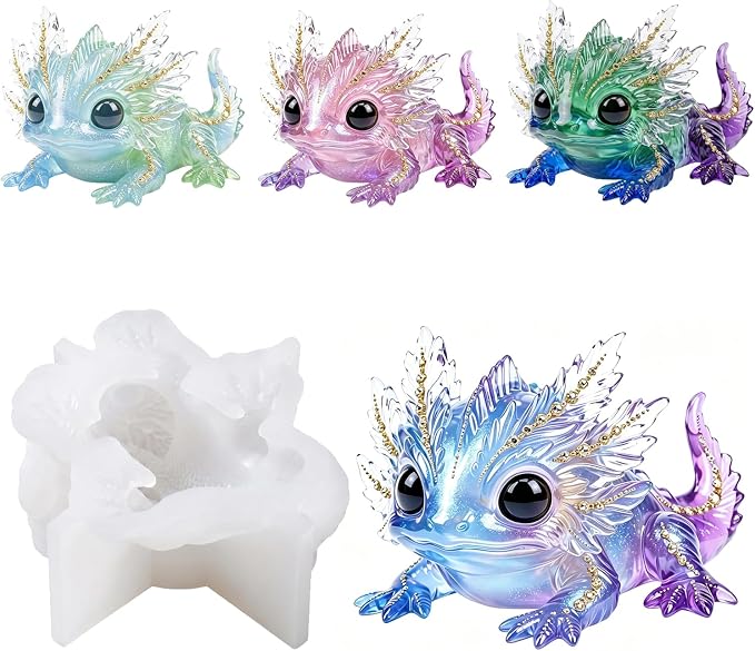 Resin Axolotl Resin Molds Silicone, 3D Detailed Animal Silicone Molds, Flexible Effortless Demoldable Epoxy Resin Molds, Thickened Deep Epoxy Molds for Art Crafts, Gift, and Home Decor