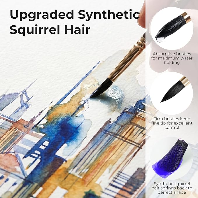 Nicpro Watercolor Paint Set for Adults, 36 Colors Watercolor Tube Set | 12ml/0.4oz Tube, 10 Squirrel Watercolor Brushes, 25-Sheet 9x12“ Watercolor Paper Book, 20-Well Palette, Water Color Supplies