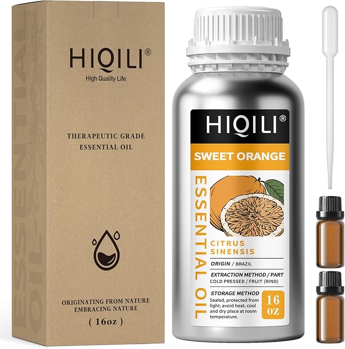 HIQILI Sweet Orange Essential Oil Large Capacity for Skin Care & Diffusers