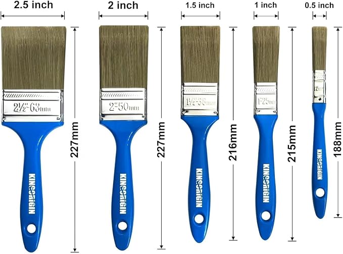 King Origin Paint Brush Set 30 Pack Paint Brushes 0.5" 1" 1.5" 2" 2.5" | Versatile 5 Sizes Small Paint Brushes for Walls, Furniture, Crafts, Detail Painting, Larger Surface Coverage