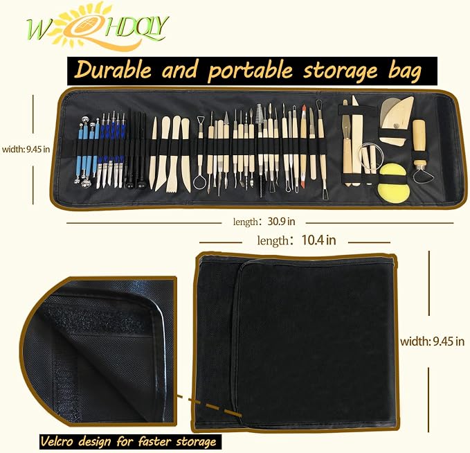 WQHDQLY 45PCS Pottery Tools, Practical Polymer Clay Sculpting Tools Kit, Air Dry Clay Tools Set for Adults, Pottery Craft, Carving, Dotting, Shaping, Molding, Modeling,Drawing