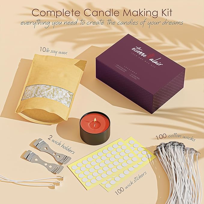 Etienne Alair Organic Soy Candle Wax for Candle Making, 10 lbs Natural Candles Making Supplies, Beeswax-Free, Paraffin-Free, Pure Soy Wax Flakes Perfect for Candles, Tealights and Melts