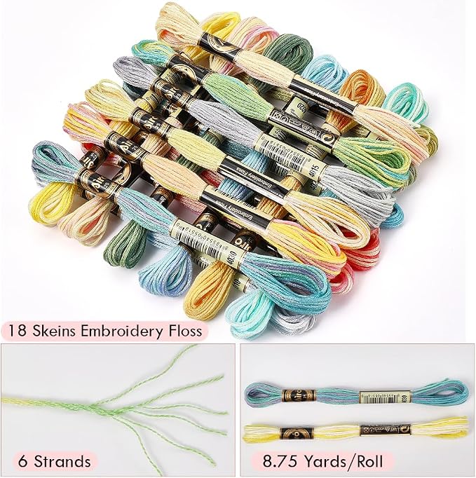 18 Skeins 157 Yards Rainbow Friendship Bracelet String for Sewing